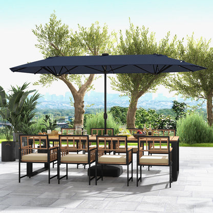 13FT Double-sided Patio Umbrella with Solar Lights for Garden Pool Backyard, Navy Outdoor Umbrellas at Gallery Canada