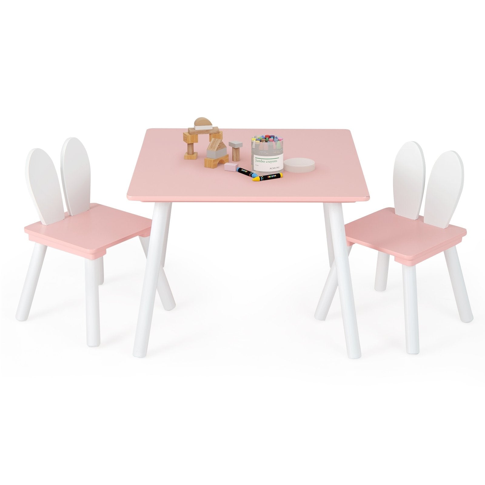 3 Pieces Kids Table and Chairs Set for Arts Crafts Snack Time, Pink - Gallery Canada