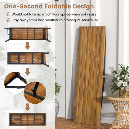 Folding Picnic Table Acacia Wood Dining Table with Metal Frame for Indoor Outdoor Activities Picnic Tables at Gallery Canada