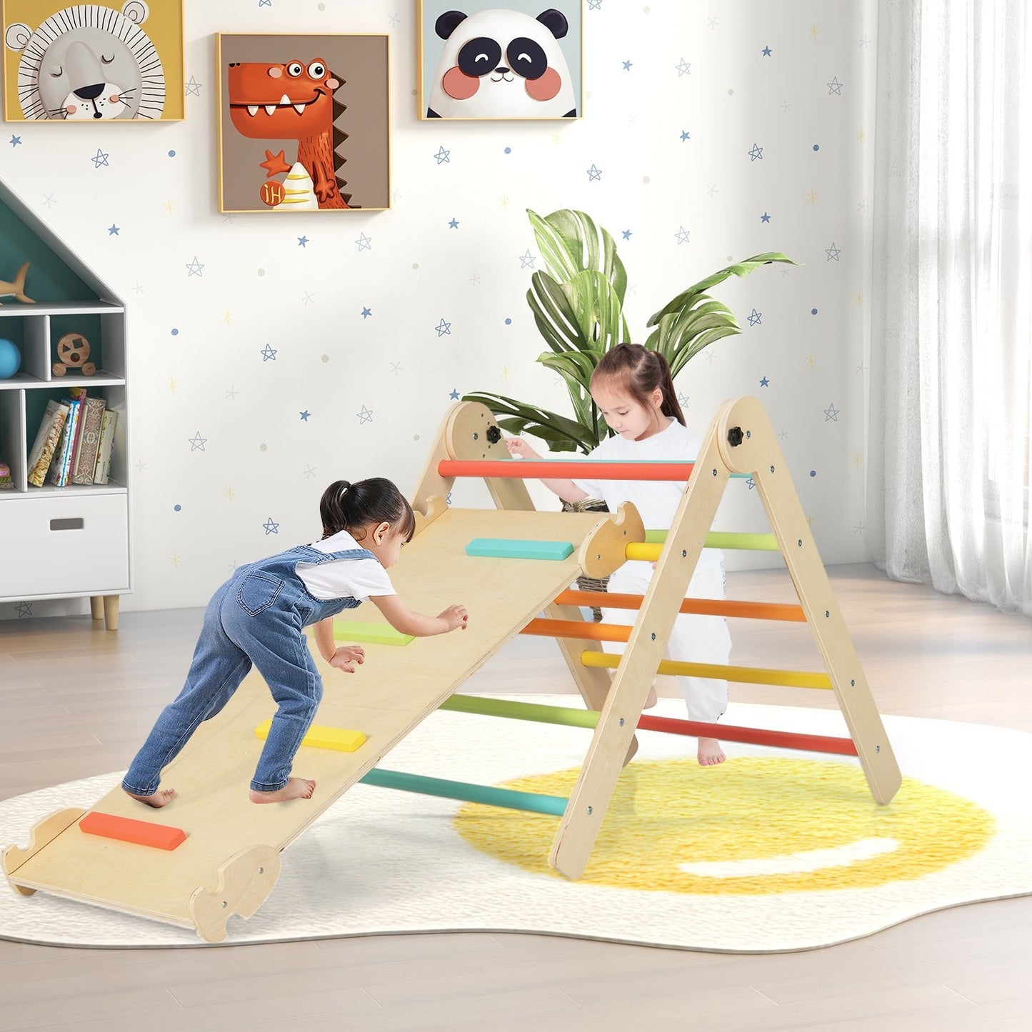 3-in-1 Triangular Climbing Toys for Toddlers, Multicolor