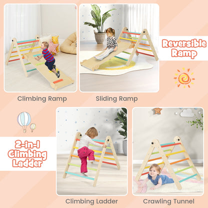 3-in-1 Climbing Set Foldable and Adjustable Kids Triangle Set, Multicolor Climbers & Slides at Gallery Canada