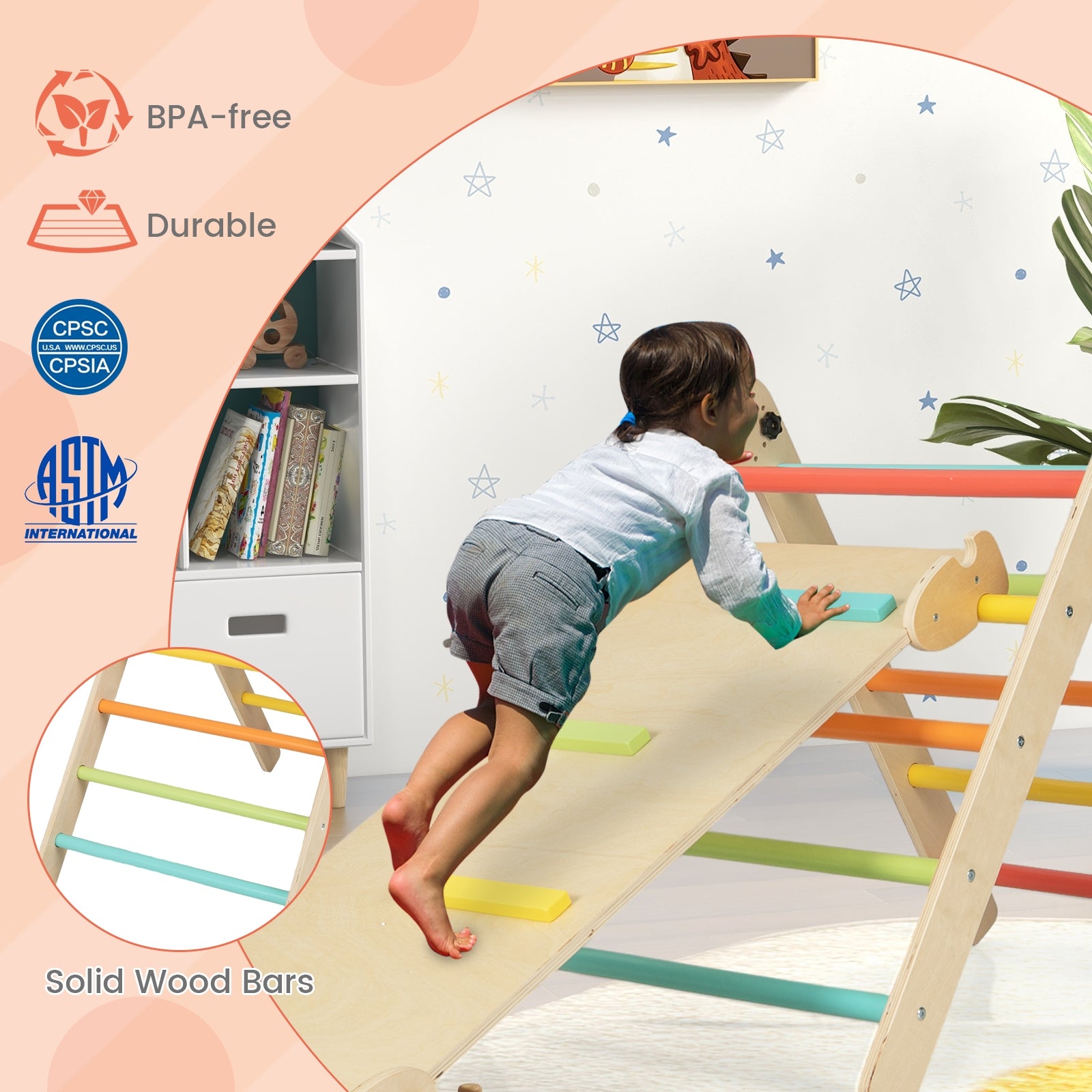 3-in-1 Climbing Set Foldable and Adjustable Kids Triangle Set, Multicolor Climbers & Slides at Gallery Canada