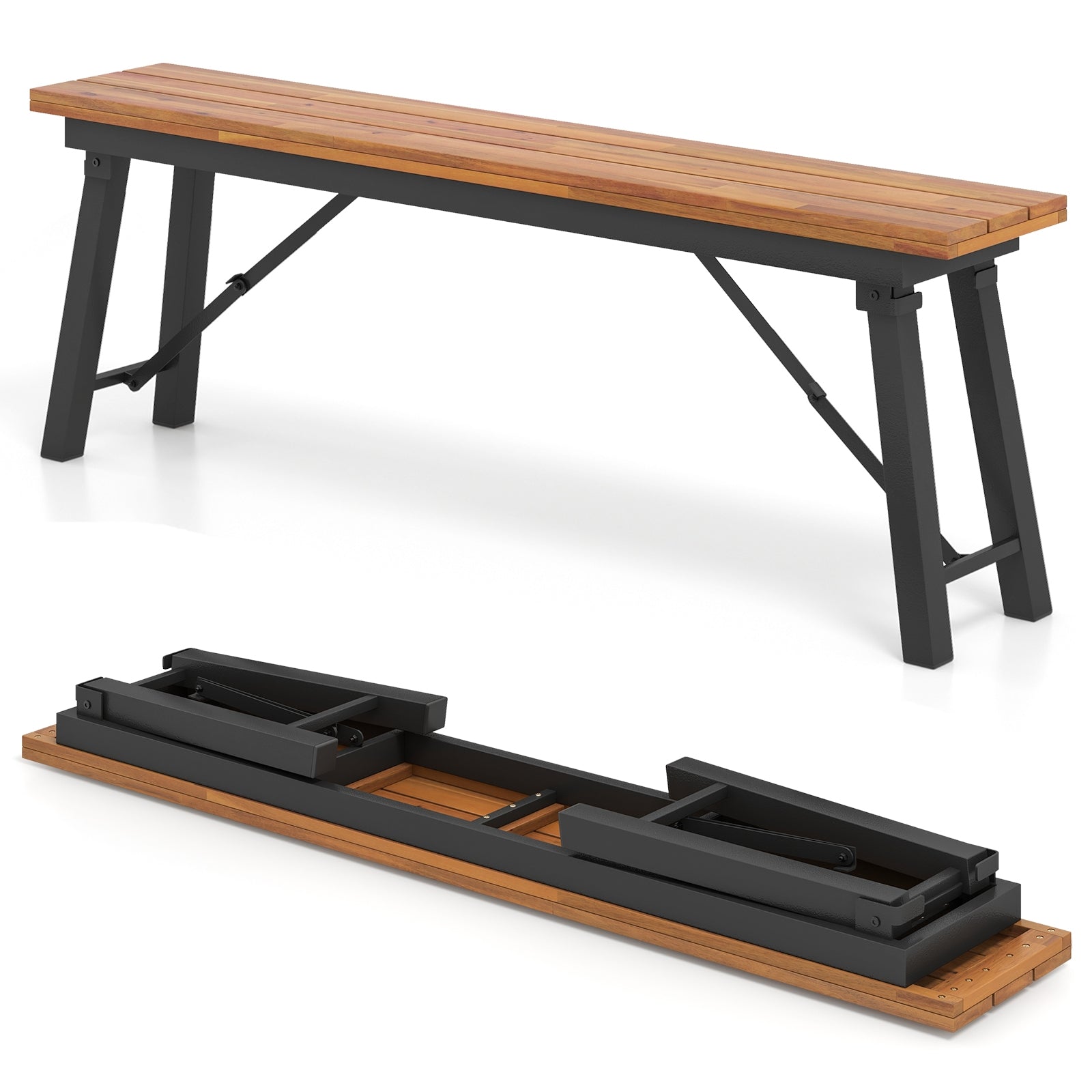 Folding Picnic Bench Set Rectangular Acacia Wood Dining Camping BBQ Benches Outdoor Benches at Gallery Canada