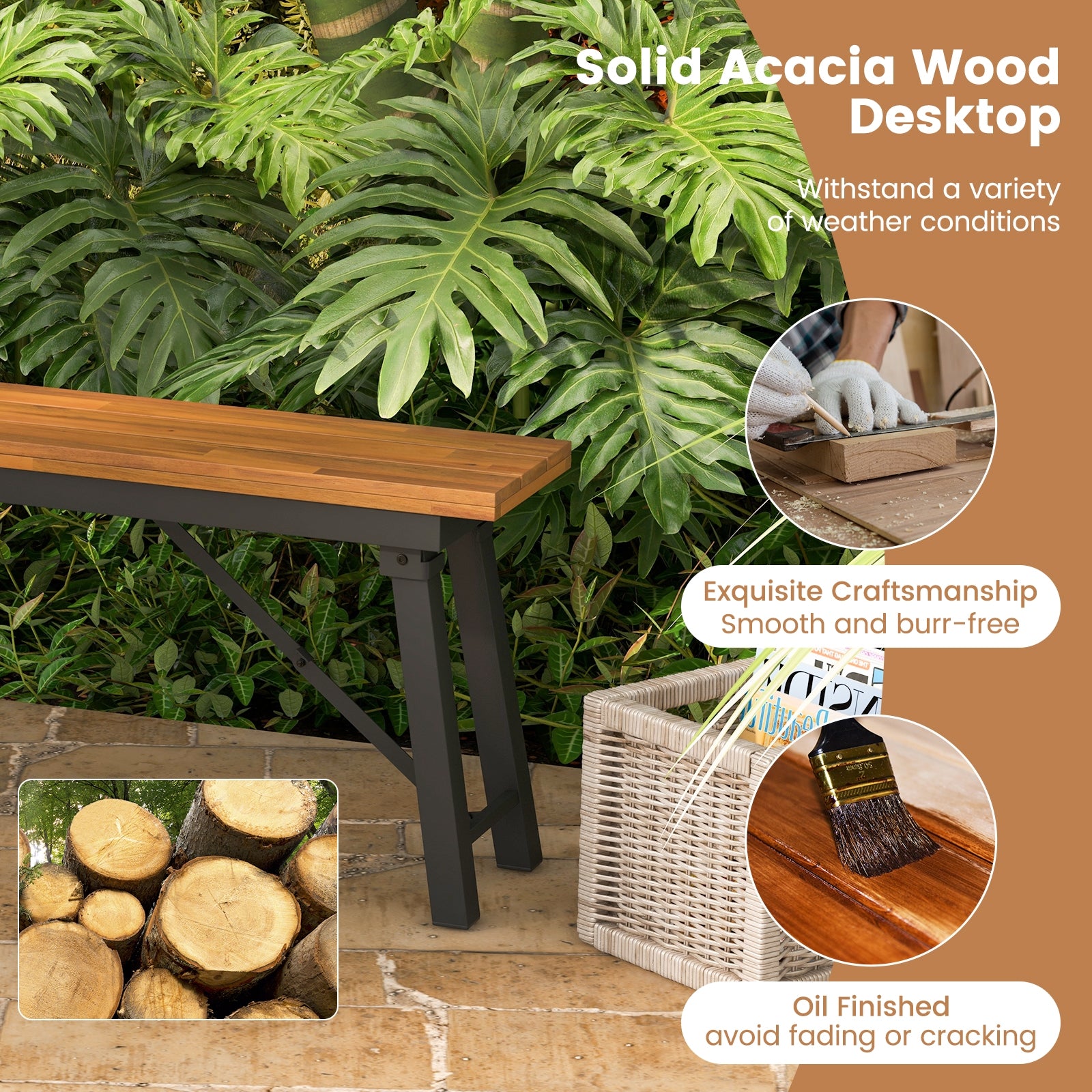 Folding Picnic Bench Set Rectangular Acacia Wood Dining Camping BBQ Benches Outdoor Benches at Gallery Canada