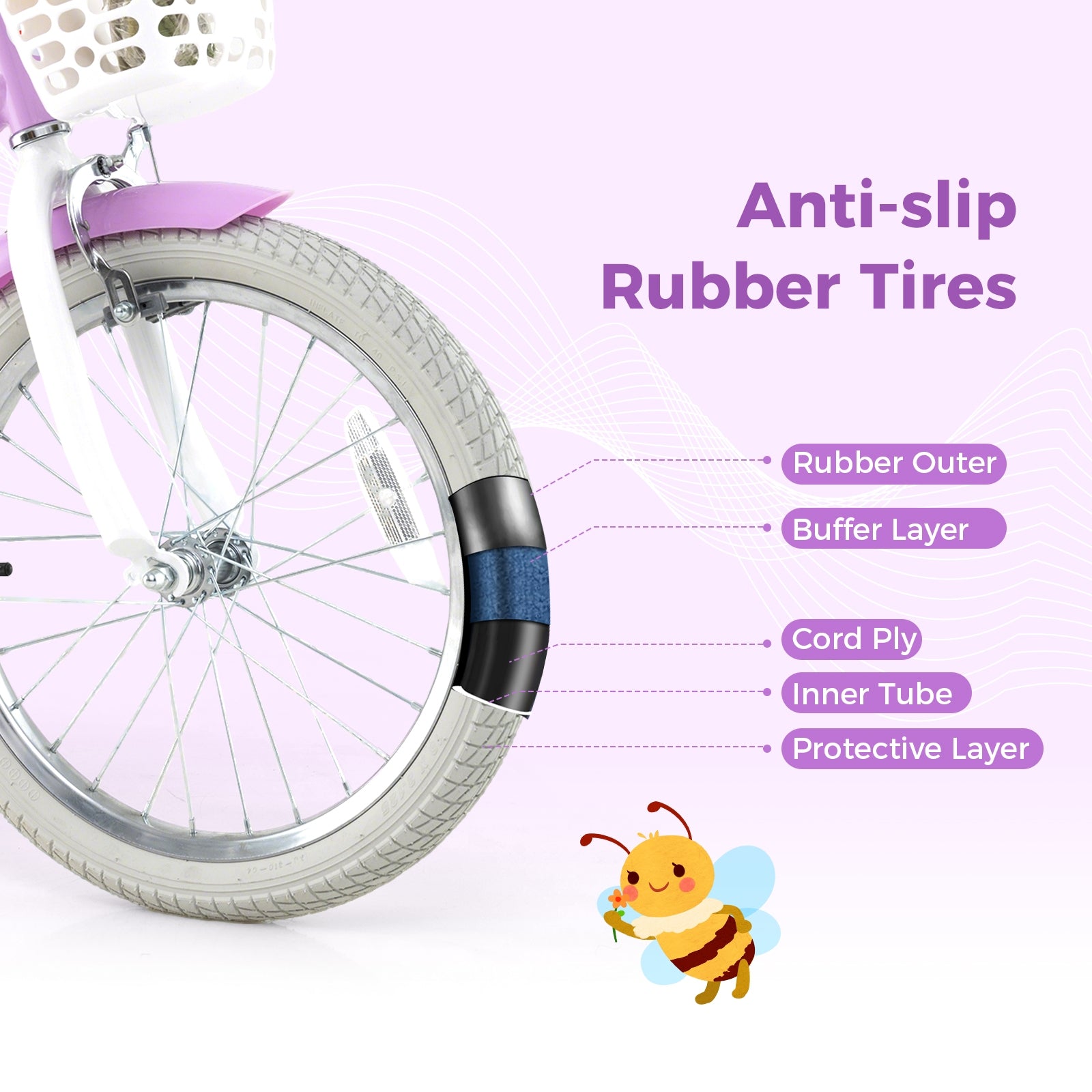 18 Inch Girls Bike Kids Bicycle with Doll Seat and Streamers for Children 4-8 Years Old, Purple Kids Bike at Gallery Canada