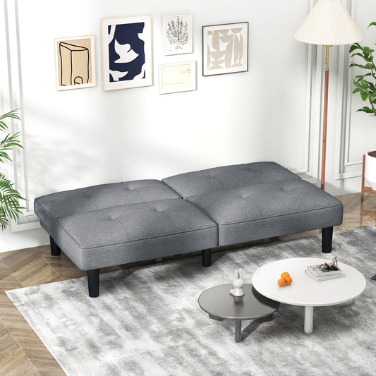Convertible Folding Futon Sofa Bed with 6-Position Adjustable Backrest, Gray - Gallery Canada