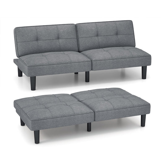 Convertible Folding Futon Sofa Bed with 6-Position Adjustable Backrest, Gray - Gallery Canada