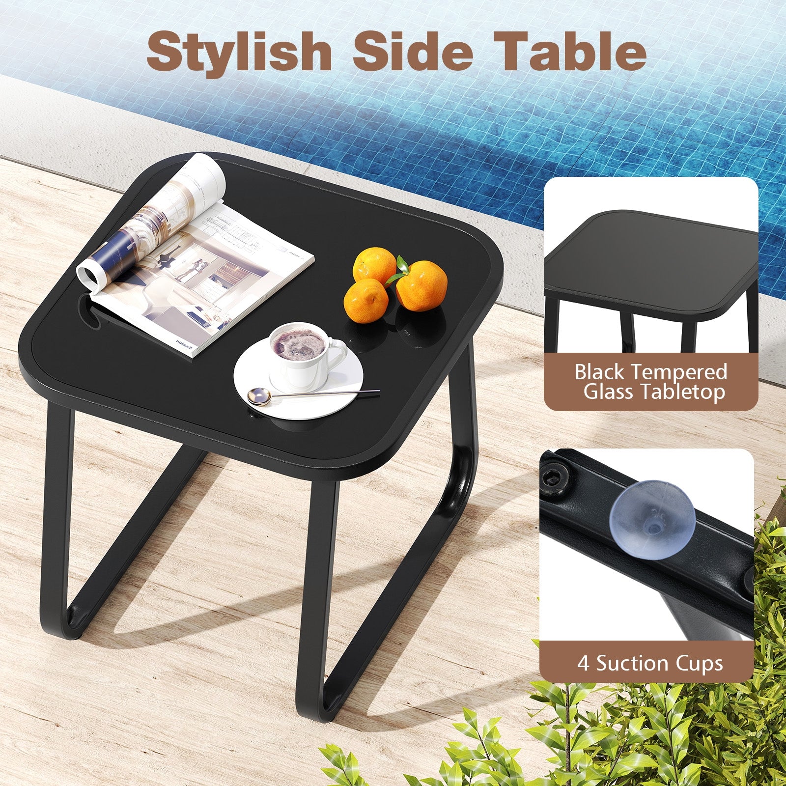 3-Piece Outdoor Glider Bistro Set with Tempered Glass Top and Metal Frame, Coffee Patio Conversation Sets at Gallery Canada