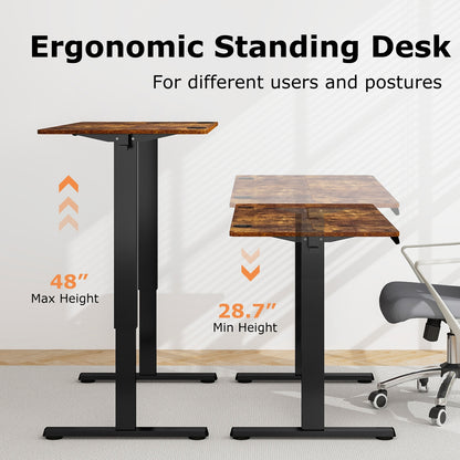 Electric Standing Desk with 3 Memory Height Settings and 2 Hanging Hooks & Cable Management, Rustic Brown Standing Desks at Gallery Canada