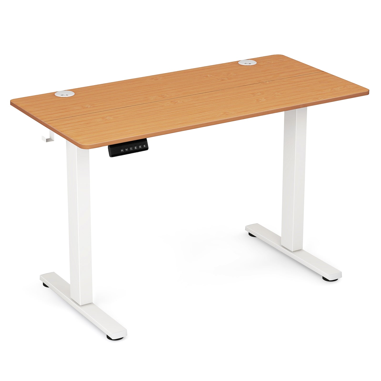 Electric Standing Desk with 3 Memory Height Settings and 2 Hanging Hooks & Cable Management, Natural Standing Desks Natural at Gallery Canada