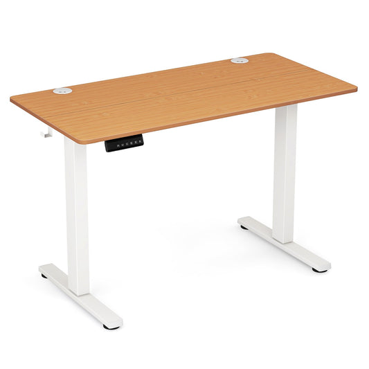 Electric Standing Desk with 3 Memory Height Settings and 2 Hanging Hooks & Cable Management, Natural - Gallery Canada