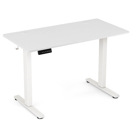 Electric Standing Desk with 3 Memory Height Settings and 2 Hanging Hooks & Cable Management, White - Gallery Canada