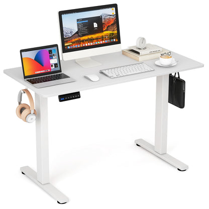 Electric Standing Desk with 3 Memory Height Settings and 2 Hanging Hooks & Cable Management, White Standing Desks at Gallery Canada
