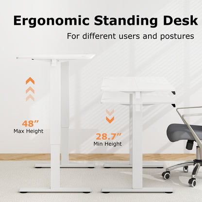 Electric Standing Desk with 3 Memory Height Settings and 2 Hanging Hooks & Cable Management, White Standing Desks at Gallery Canada