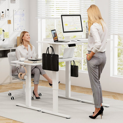 Electric Standing Desk with 3 Memory Height Settings and 2 Hanging Hooks & Cable Management, White Standing Desks at Gallery Canada
