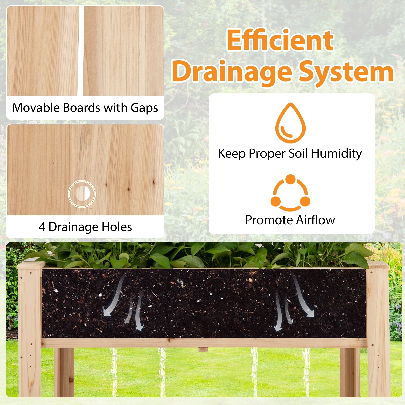 Raised Garden Bed with Trellis Wooden Elevated Planter Box with Legs, Natural Raised Garden Beds at Gallery Canada