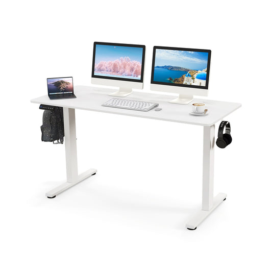 55 x 24 Inches Sit Stand Home Office Desk with 3 Memory Height Settings, White - Gallery Canada