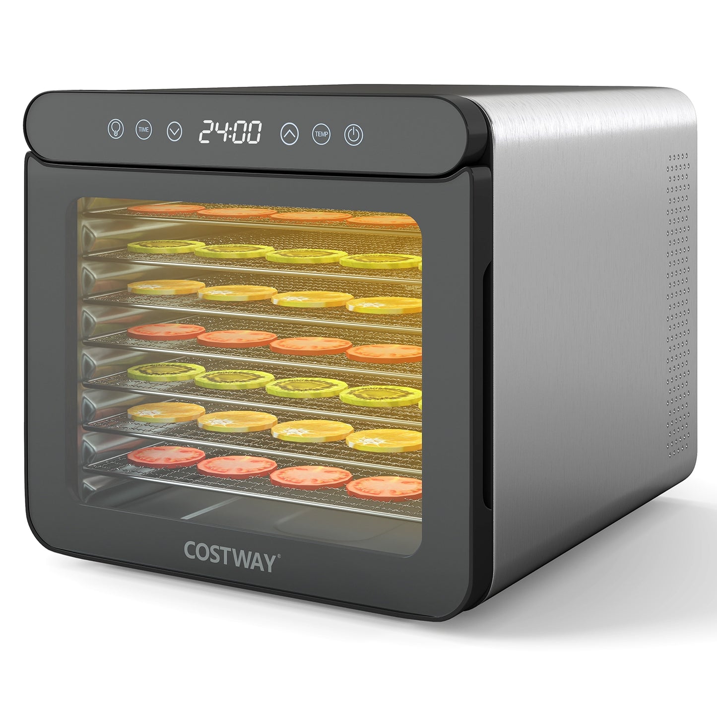 7 Stainless Steel Trays Dryer with 1-24H Timer and 30-75℃ Temperature, Silver Toaster Ovens Silver at Gallery Canada