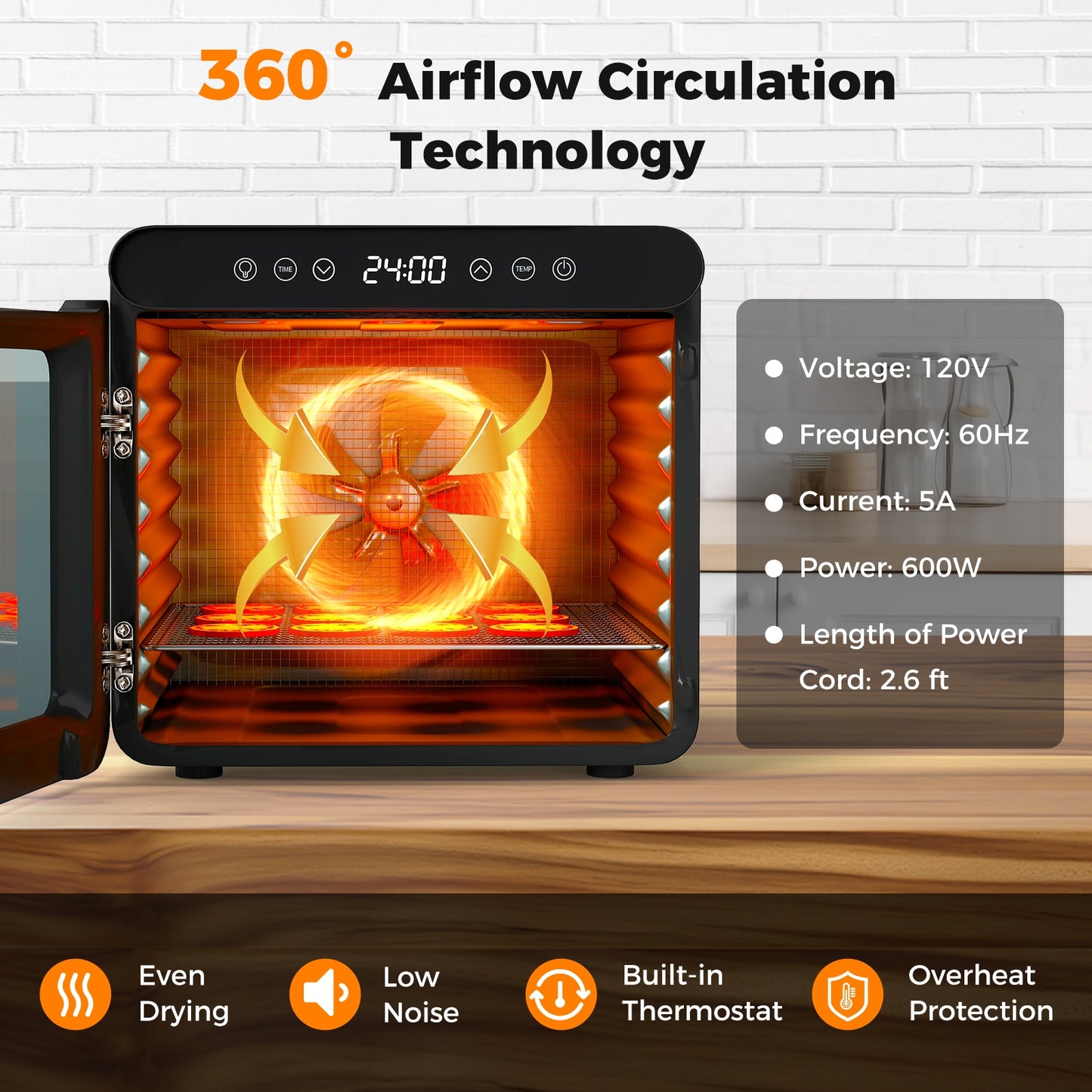 7 Stainless Steel Trays Dryer with 1-24H Timer and 30-75℃ Temperature, Silver Toaster Ovens at Gallery Canada