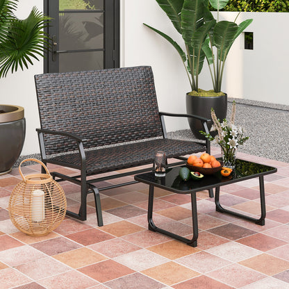 Outdoor 2-Person Swing Glider Bench, Quick Dry Foam Seat, Brown Outdoor Benches at Gallery Canada