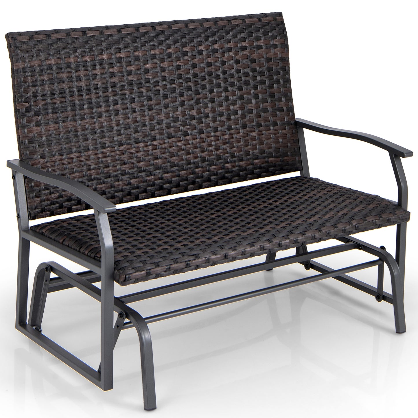 Outdoor 2-Person Swing Glider Bench, Quick Dry Foam Seat, Brown Outdoor Benches Brown at Gallery Canada