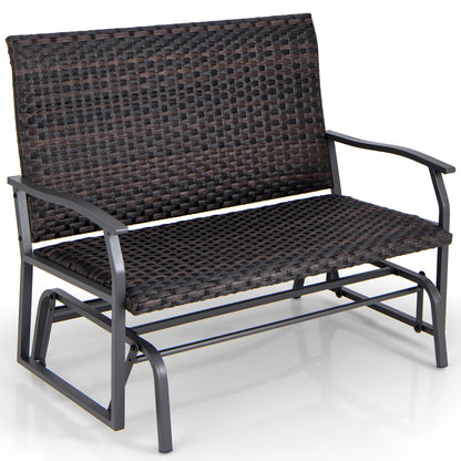 Outdoor 2-Person Swing Glider Bench, Quick Dry Foam Seat, Brown Outdoor Benches Brown at Gallery Canada