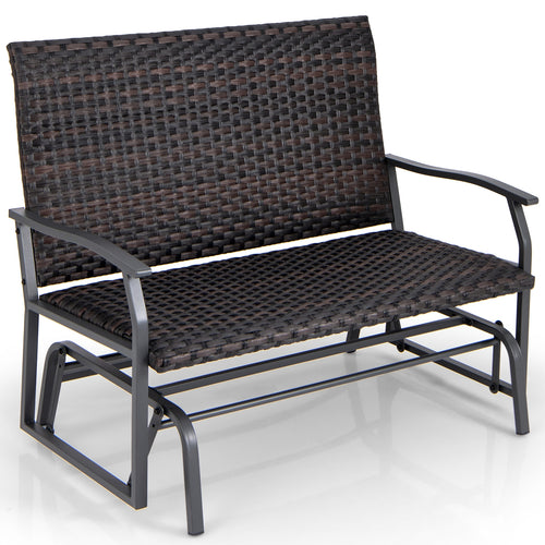 Outdoor 2-Person Swing Glider Bench, Quick Dry Foam Seat, Brown