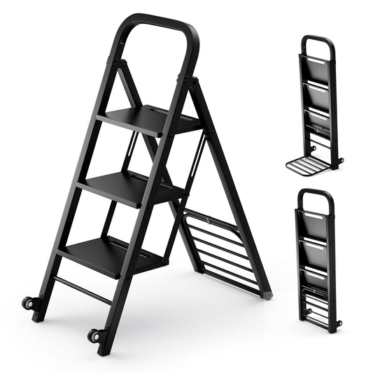 2 in 1 Hand Truck and Ladder Combo with Rubber Wheels Handle for Warehouse Garage Home, Black Sheds & Outdoor Storage Black at Gallery Canada