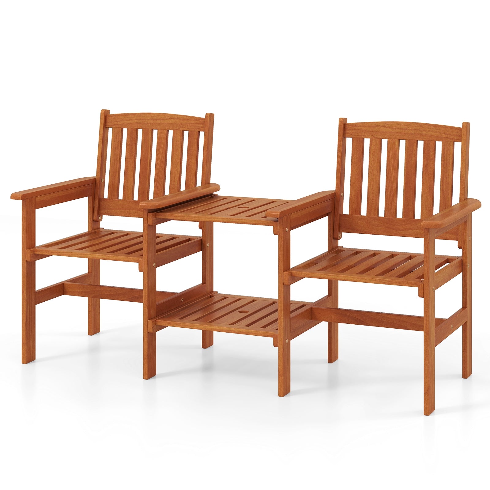 2-Seater Outdoor Patio Furniture Set with 1.57 Inch Umbrella Hole, Natural Patio Conversation Sets at Gallery Canada