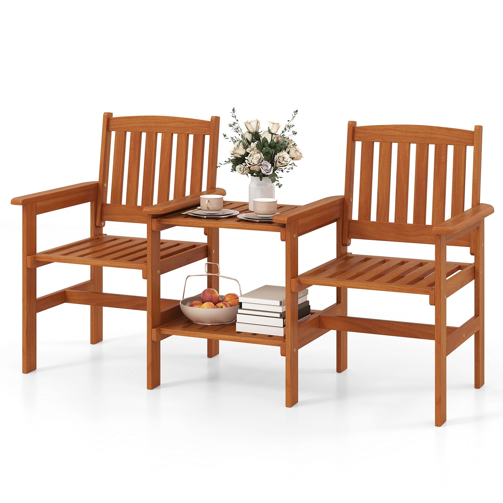 2-Seater Outdoor Patio Furniture Set with 1.57 Inch Umbrella Hole, Natural Patio Conversation Sets at Gallery Canada