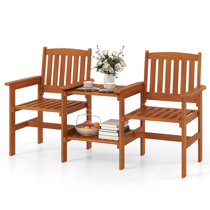 2-Seater Outdoor Patio Furniture Set with 1.57 Inch Umbrella Hole, Natural Patio Conversation Sets at Gallery Canada