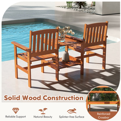 2-Seater Outdoor Patio Furniture Set with 1.57 Inch Umbrella Hole, Natural Patio Conversation Sets at Gallery Canada
