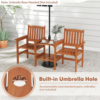 2-Seater Outdoor Patio Furniture Set with 1.57 Inch Umbrella Hole, Natural Patio Conversation Sets at Gallery Canada
