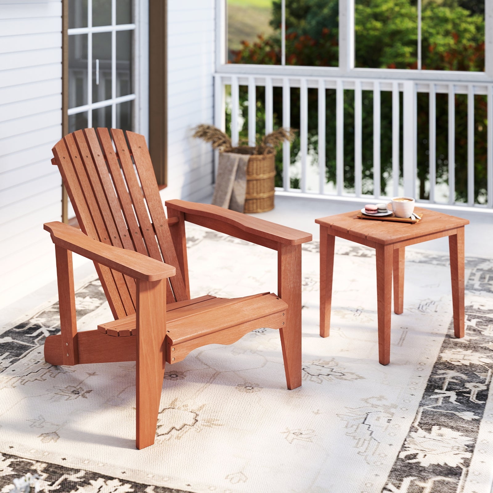 Solid Wood Adirondack Chair with High Backrest and Wide Armrests, Natural Adirondack Chairs at Gallery Canada