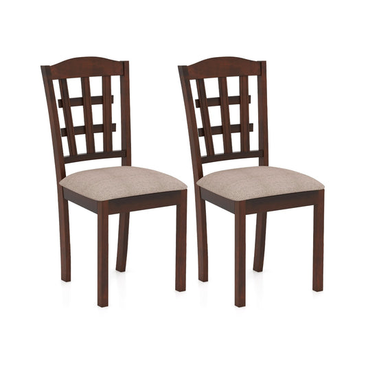 Set of 2 Wood Kitchen Chairs with Faux Leather Upholstered Seat, Coffee - Gallery Canada