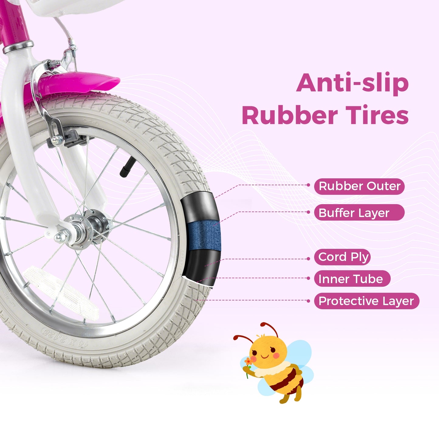 Kids Bike 14 Inch with Training Wheels and 2 Brake System for 3-5 Years Old, Rose Red Kids Bike at Gallery Canada