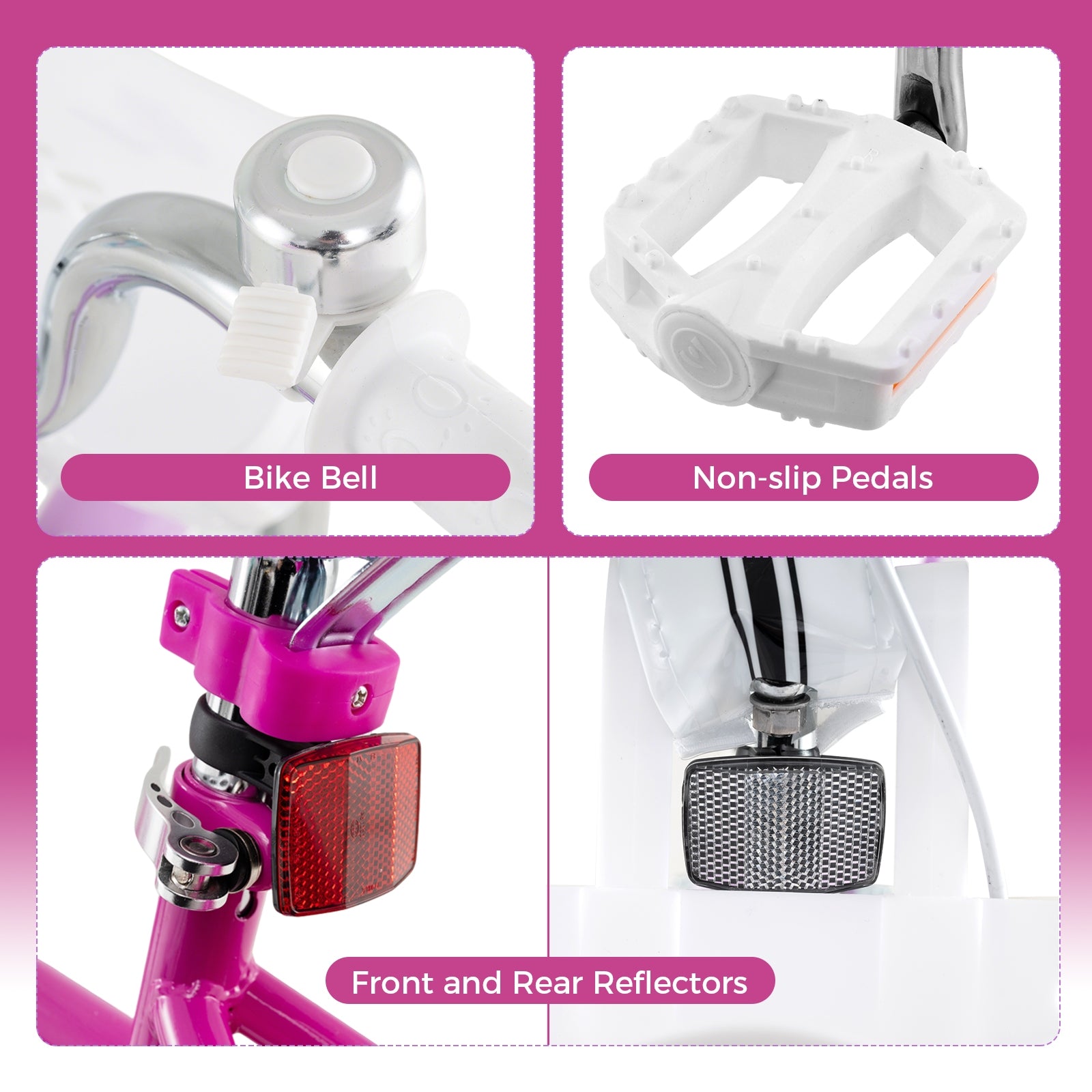 Kids Bike 14 Inch with Training Wheels and 2 Brake System for 3-5 Years Old, Rose Red Kids Bike at Gallery Canada