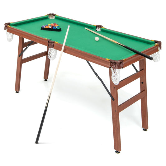 Folding Portable Billiards Table Game Set with Adjustable Foot Levelers, Multicolor