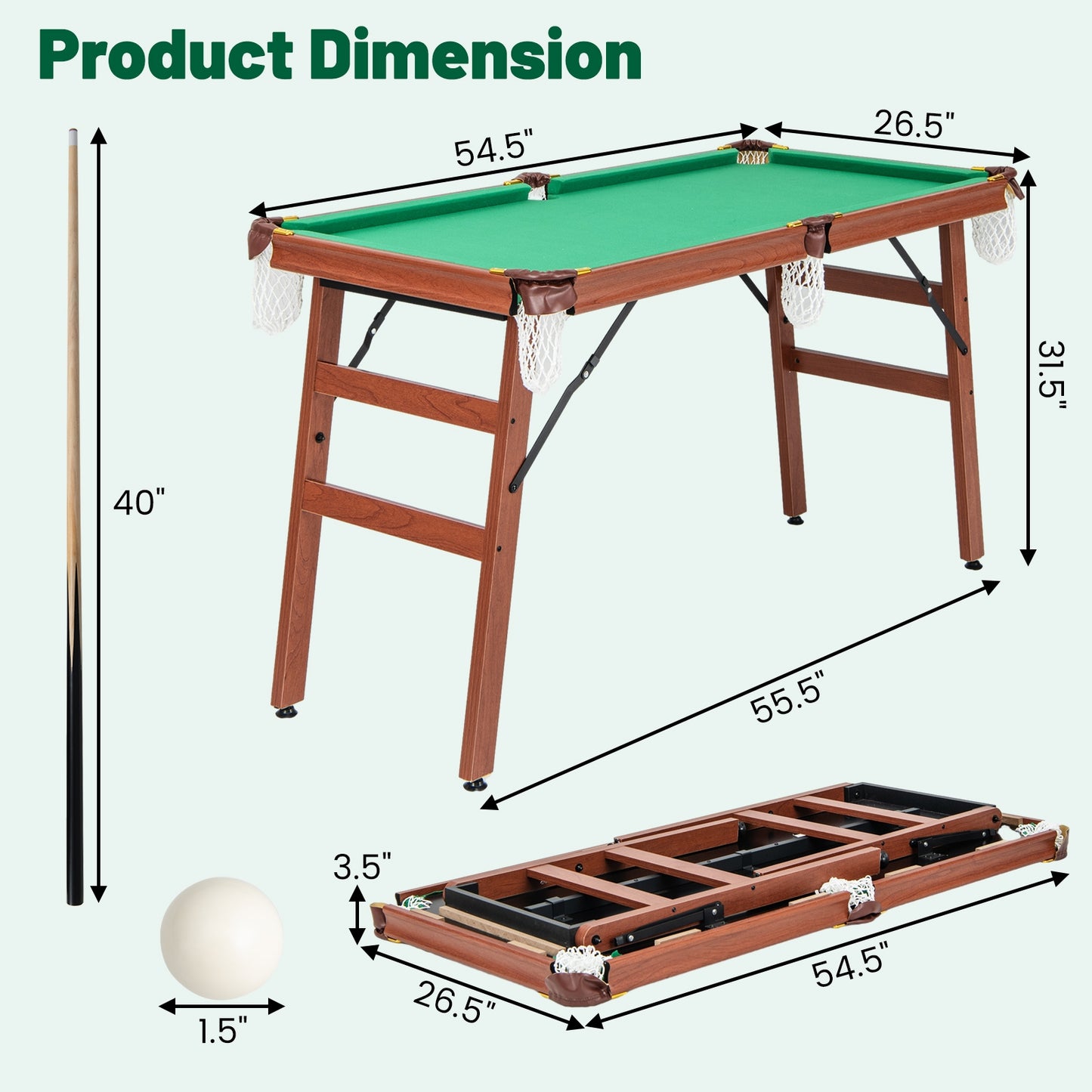Folding Portable Billiards Table Game Set, Multicolor Game Room at Gallery Canada