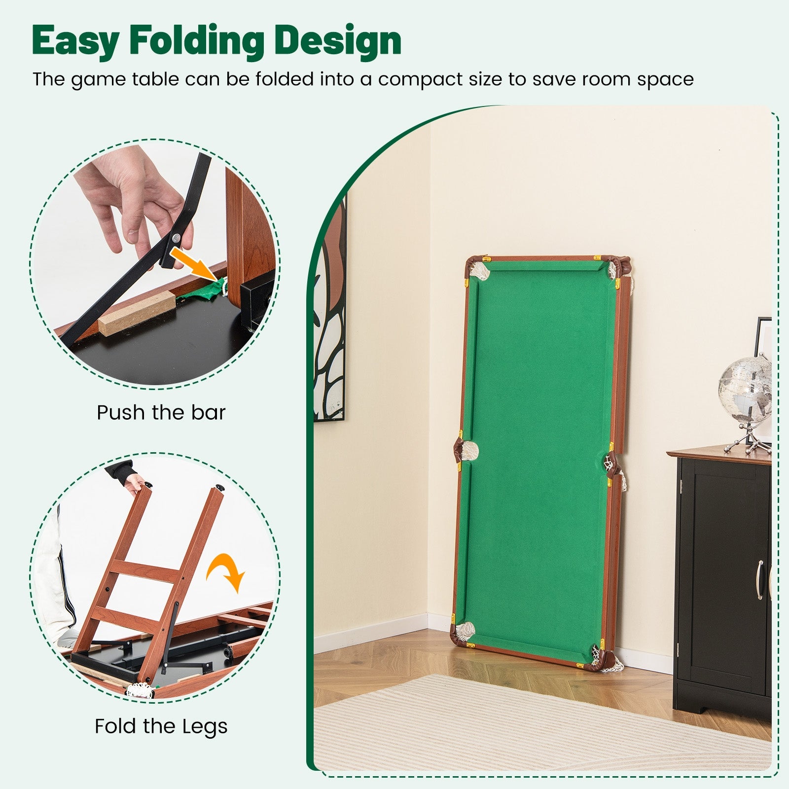 Folding Portable Billiards Table Game Set, Multicolor Game Room at Gallery Canada