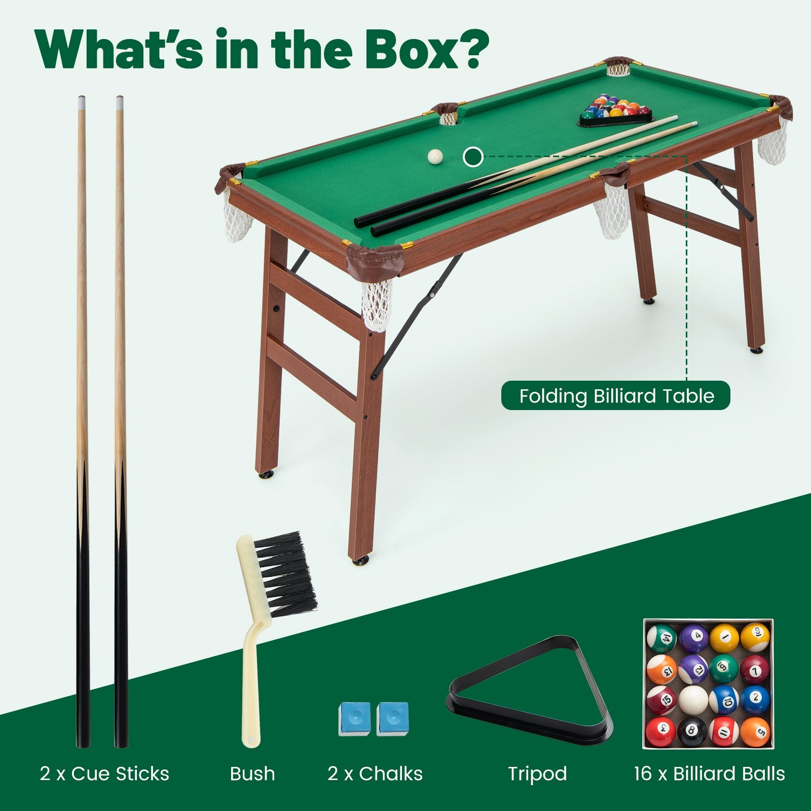 Folding Portable Billiards Table Game Set, Multicolor Game Room at Gallery Canada