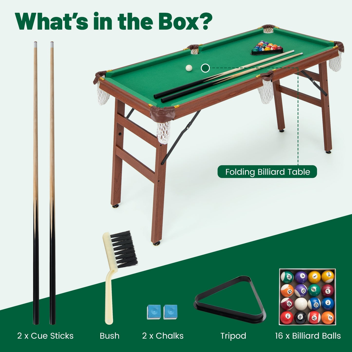 Folding Portable Billiards Table Game Set, Multicolor Game Room at Gallery Canada