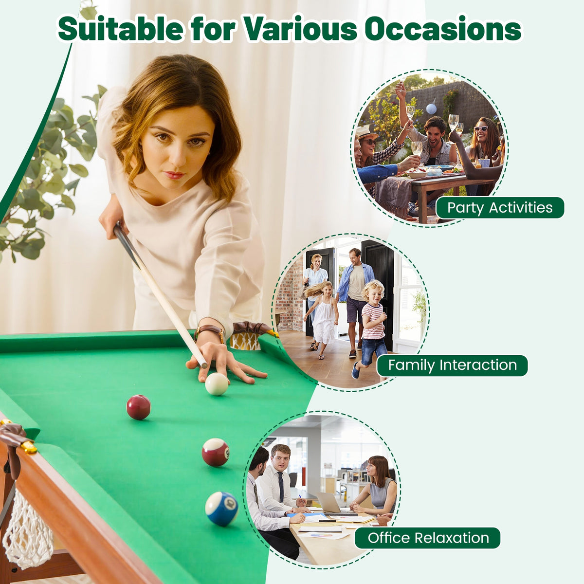 Folding Portable Billiards Table Game Set, Multicolor Game Room at Gallery Canada