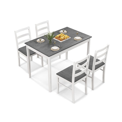 5-Piece Wooden Dining Set, Rectangular Table, 4 Chairs, Gray Dining Room Sets Gray at Gallery Canada