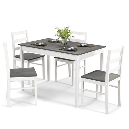 5-Piece Wooden Dining Set with Rectangular Table and 4 Chairs, Gray Dining Room Sets at Gallery Canada