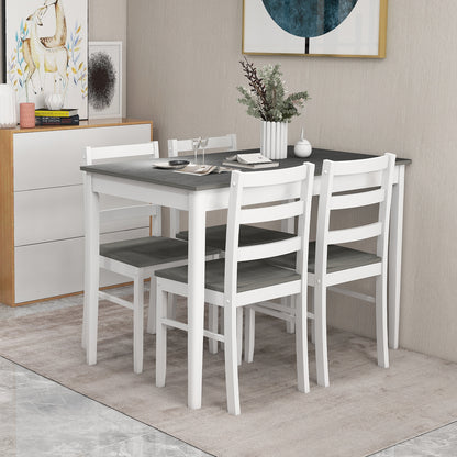 5-Piece Wooden Dining Set with Rectangular Table and 4 Chairs, Gray Dining Room Sets at Gallery Canada