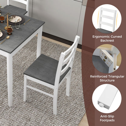 5-Piece Wooden Dining Set with Rectangular Table and 4 Chairs, Gray Dining Room Sets at Gallery Canada