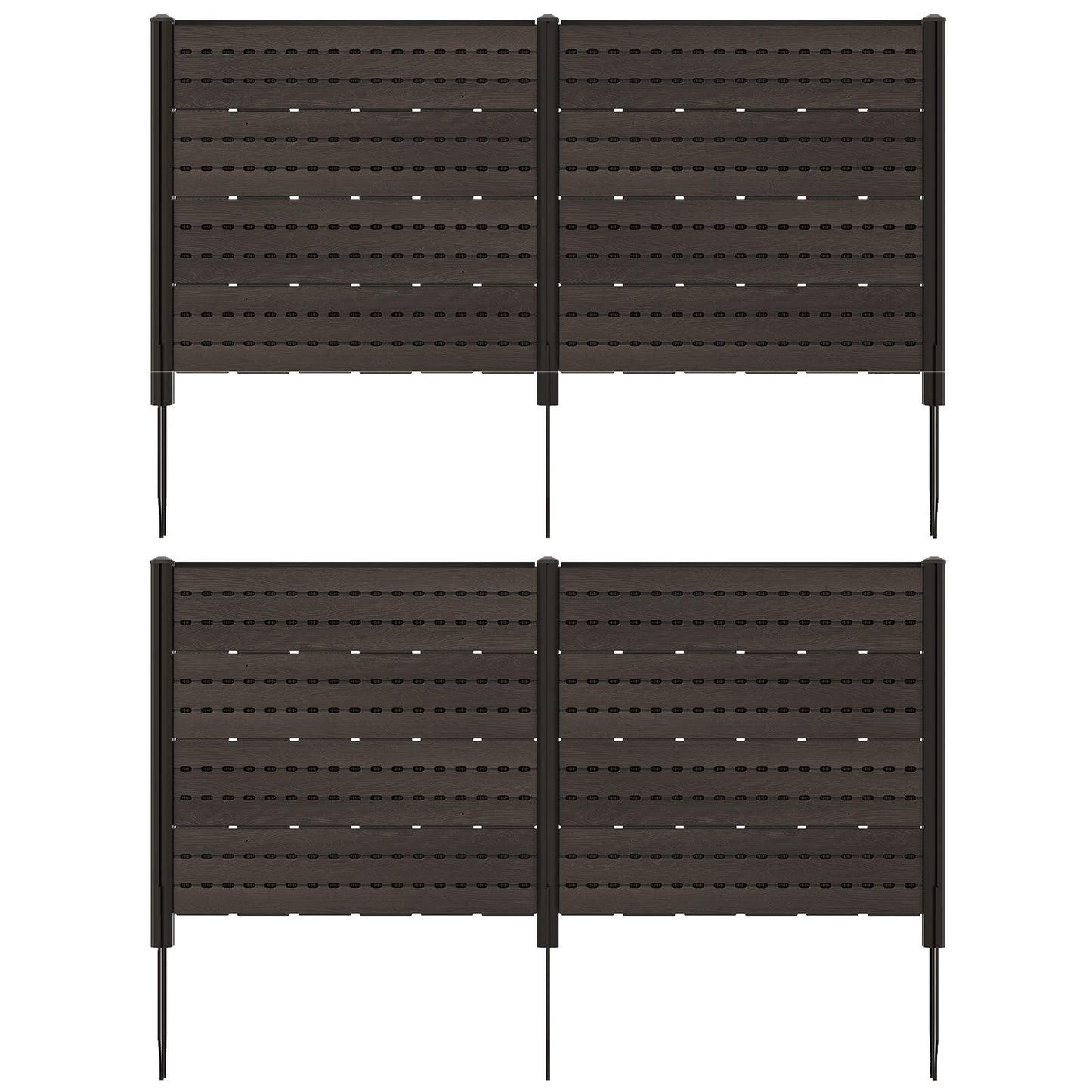 Outdoor Privacy Fence Screen with 5 Ground Stakes for Garden Yard Patio, Brown