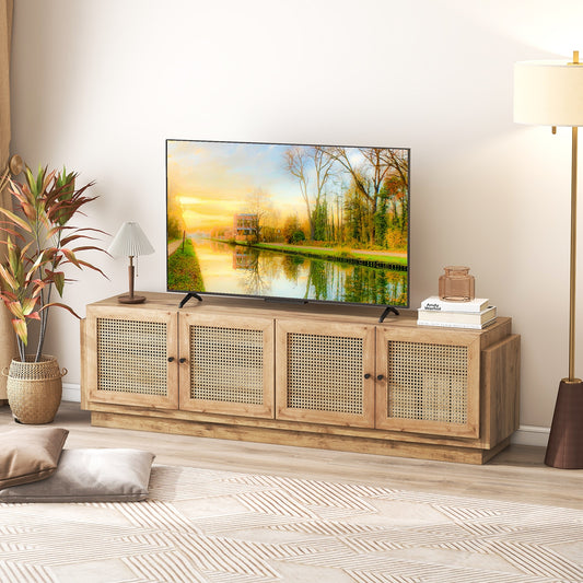 Farmhouse TV Stand for TVs up to 75 Inches with 2 Cabinets, Oak Entertainment Centers & TV Stands Oak at Gallery Canada