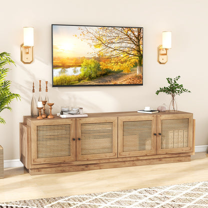 Farmhouse TV Stand for TVs up to 75 Inches with 2 Cabinets, Oak Entertainment Centers & TV Stands at Gallery Canada